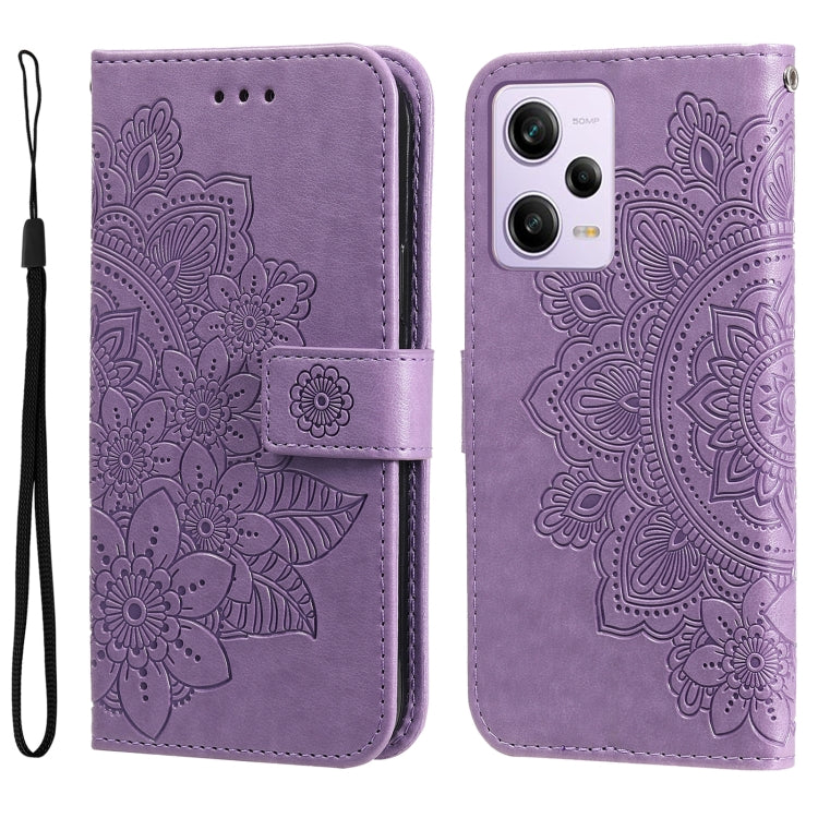7-petal Flowers Embossing Leather Phone Case, For Xiaomi Redmi A1+, For Xiaomi Redmi 11 Prime 4G, For Xiaomi Redmi Note 12 China, For Xiaomi Redmi Note 12 Pro 5G China