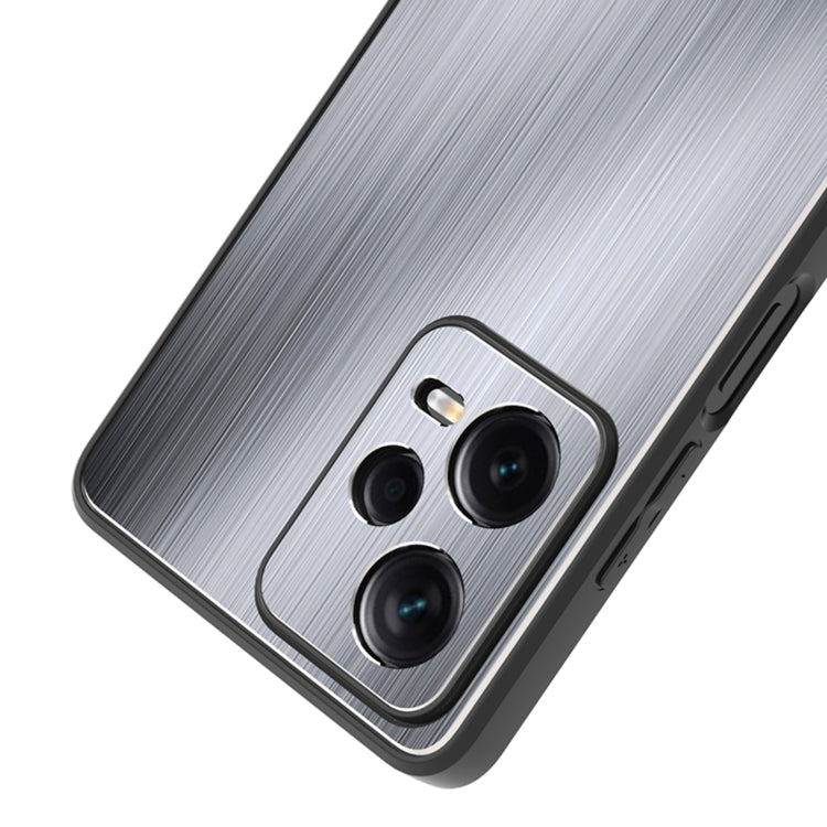 Metal Brushed Texture Shockproof Phone Case with Holder, For Xiaomi Redmi Note 12 Pro+ China, For Xiaomi Redmi Note 12 Pro 5G China, For Xiaomi Redmi Note 12 China