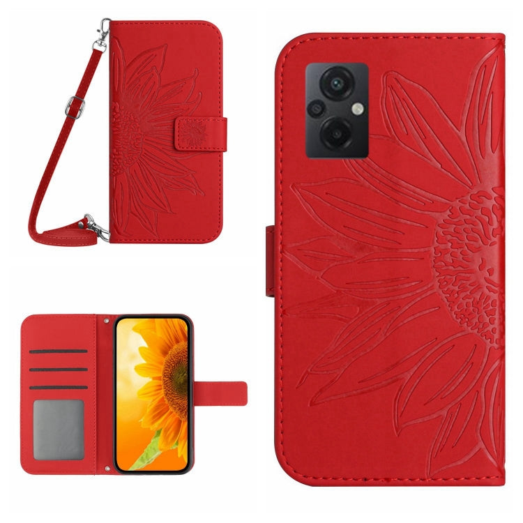 Skin Feel Sun Flower Pattern Flip Leather Phone Case with Lanyard, For Xiaomi Redmi 11 Prime 4G, For Xiaomi Redmi 11 Prime 5G