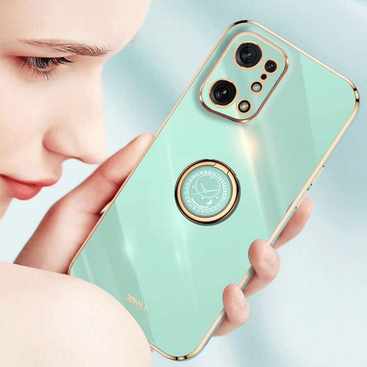 XINLI Straight Edge 6D Electroplate TPU Phone Case with Ring Holder, For OPPO Find X5, For OPPO Find X5 Pro, For OPPO A17