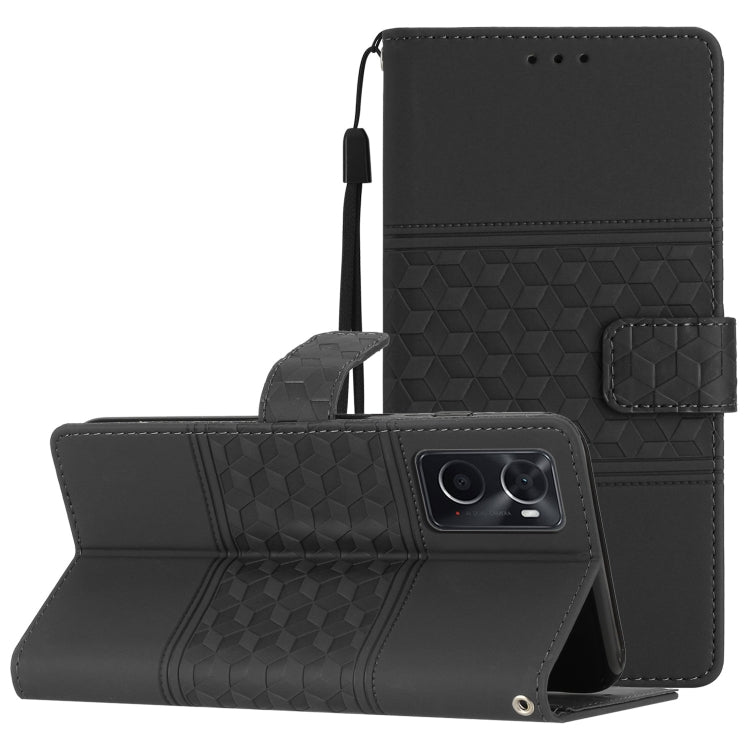 Diamond Embossed Skin Feel Leather Phone Case with Lanyard, For OPPO A17, For OPPO A57 2022, For OPPO A74 / A54 / A93, For OPPO A76 / A36 / A96