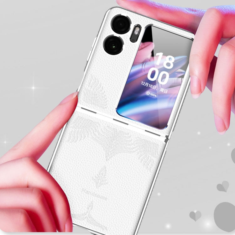Litchi Pattern Electroplating Frame Embossed Phone Case, For OPPO Find N2 Flip