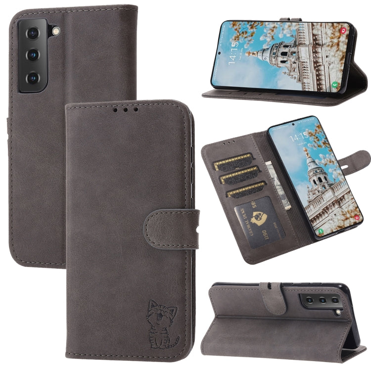 Embossed Happy Cat Pattern Flip Leather Phone Case, For Samsung Galaxy A54 5G, For Samsung Galaxy A34 5G, For Samsung Galaxy S23 5G, For Samsung Galaxy S23+ 5G