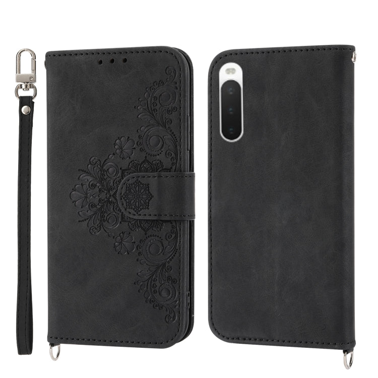 Skin-feel Flowers Embossed Wallet Leather Phone Case, For Samsung Galaxy A24 4G Global, For Samsung Galaxy M14 5G Global, For Sony Xperia 1 V 5G, For Sony Xperia 10 V 4G