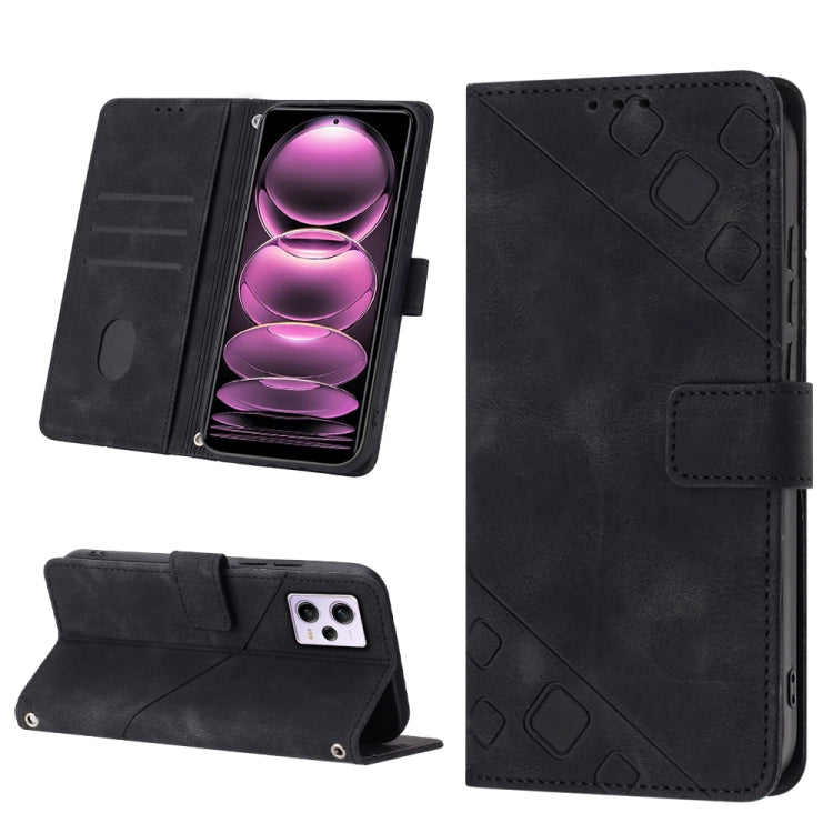 Skin-feel Embossed Leather Phone Case, For Xiaomi Pocophone F1, For Xiaomi Redmi Note 12 Pro 5G Global / Redmi Note 12 Pro 5G China