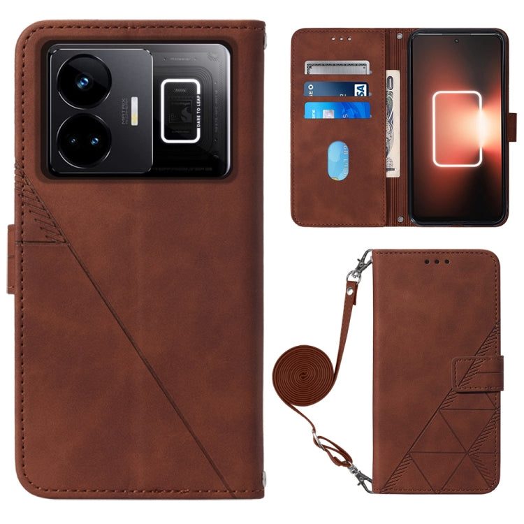 Crossbody 3D Embossed Flip Leather Phone Case, For Realme 10 Pro 5G, For Realme 10 Pro+ 5G, For Realme C55, For Realme GT Neo 5 5G / GT 3