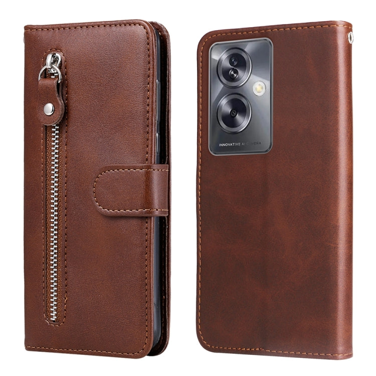 Fashion Calf Texture Zipper Leather Phone Case, For OPPO A79 5G