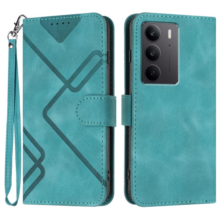 Line Pattern Skin Feel Leather Phone Case, For Realme 14 Pro+, For Realme 14 Pro, For Realme 14x Global, For Realme C75 Global