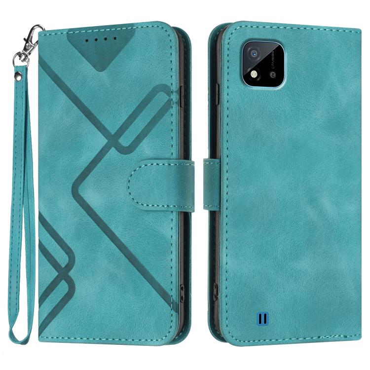Line Pattern Skin Feel Leather Phone Case, For Realme 10 4G, For Realme V23, For Realme 9 Pro+, For Realme C20 / C11 2021 / C21