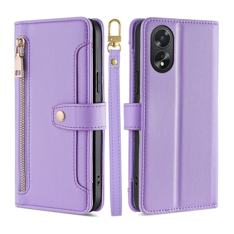 Sheep Texture Cross-body Zipper Wallet Leather Phone Case, For OPPO Reno11 F 5G, For OPPO Find X7 5G, For OPPO Find X7 Ultra 5G, For OPPO A38 4G / A18 4G