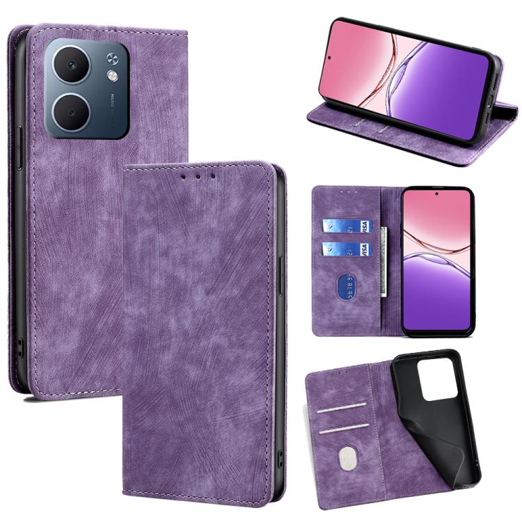 RFID Anti-theft Brush Magnetic Leather Phone Case, For OPPO Find X9 Pro 5G, For OPPO K13 Turbo Pro 5G, For OPPO Reno14 F 5G, For OPPO A5x 5G Global