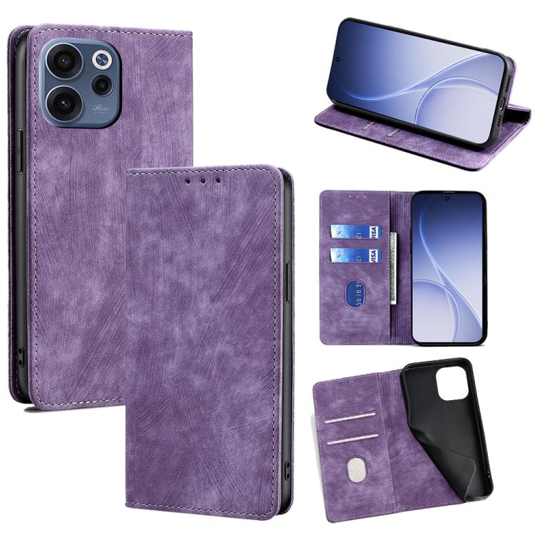 RFID Anti-theft Brush Magnetic Leather Phone Case, For OPPO Find X9s Pro 5G, For OPPO Find X9 Ultra 5G, For OPPO A6s 4G, For OPPO Reno15 F 5G