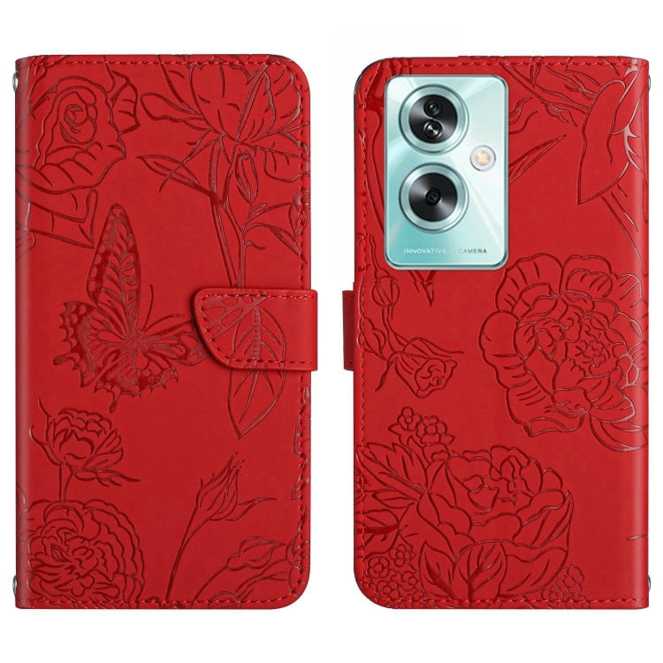 HT03 Skin Feel Butterfly Embossed Flip Leather Phone Case, For OPPO A58 4G, For OPPO Reno10 Pro+, For OPPO A79 5G, For OPPO A59 5G