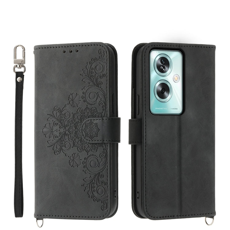 Skin Feel Flowers Embossed Wallet Leather Phone Case, For OPPO A52, For OPPO A79 5G