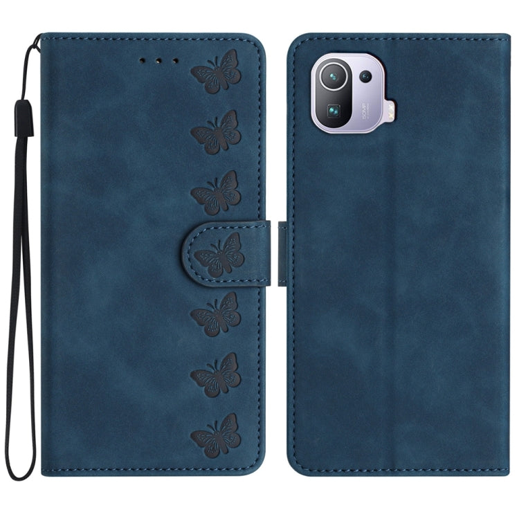 Seven Butterflies Embossed Leather Phone Case, For Xiaomi 11T / 11T Pro, For Xiaomi Redmi 10, For Xiaomi Mi 11 Ultra, For Xiaomi Mi 11 Pro