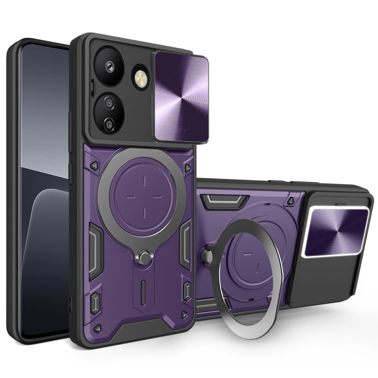 CD Texture Sliding Camshield Magnetic Holder Phone Case, For Xiaomi Redmi A3, For Xiaomi Redmi 13C 5G Global, For Xiaomi Redmi Note 13 5G, For Xiaomi Redmi 13C 4G