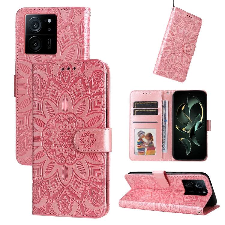 Embossed Sunflower Leather Phone Case, For Xiaomi Redmi 13C 4G, For Xiaomi Redmi Note13 Pro+ 5G Global, For Xiaomi Redmi Note13 Pro 5G Global, For Xiaomi 13T / Redmi K60 Ultra