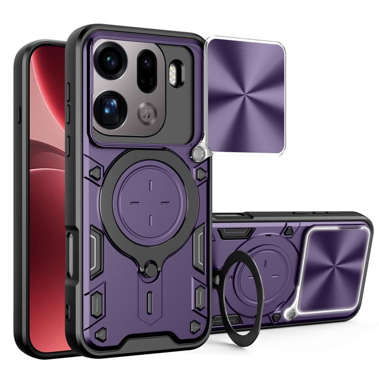 CD Texture Sliding Camshield Magnetic Holder Phone Case, For OPPO Reno16 F 5G, For OPPO Find X9 Ultra, For OPPO Find X9, For OPPO Find X9 Pro