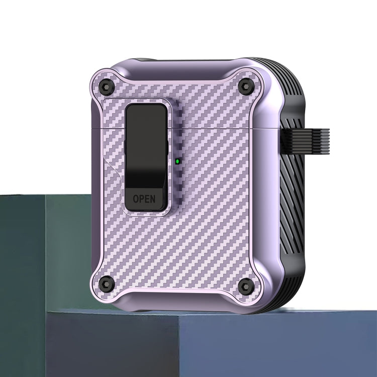 Carbon Fiber Magnetic Automatic Switch Earphone Protective Case, For AirPods 1 / 2