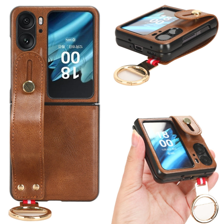 Wristband Leather Back Phone Case, For OPPO Find N2 Flip