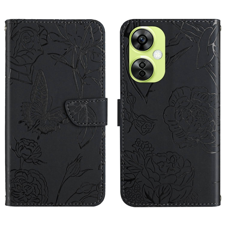 Skin Feel Butterfly Peony Embossed Leather Phone Case, For OnePlus 12R 5G Global, For OnePlus 12 5G Global, For OnePlus Nord CE 3 Lite