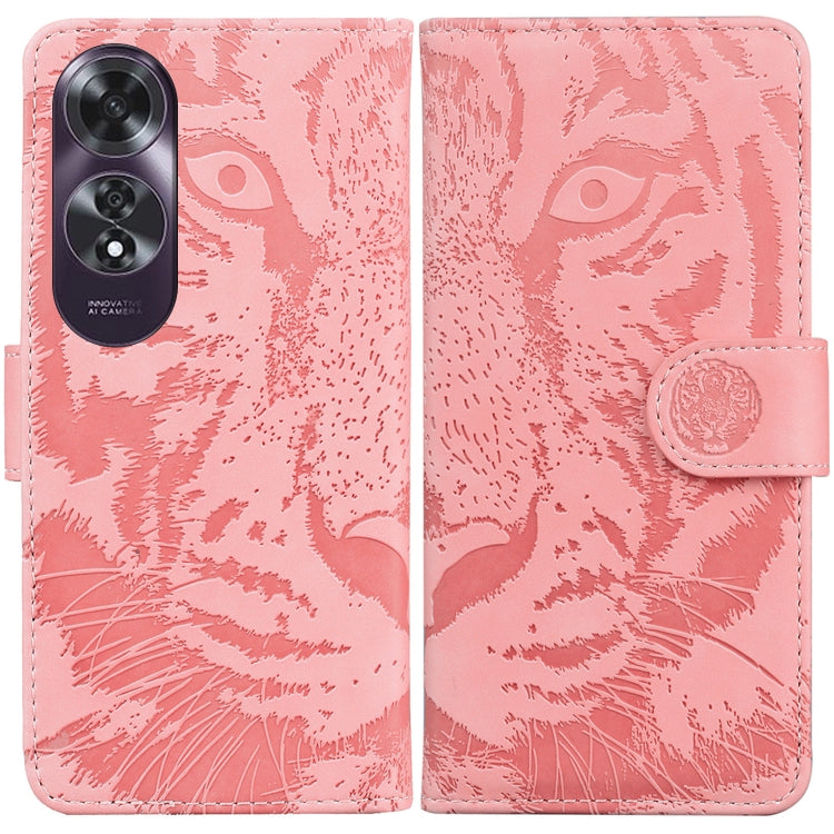 Tiger Embossing Pattern Flip Leather Phone Case, For OPPO Reno12 Pro 5G Global, For OPPO Reno12 5G Global, For OPPO K12x, For OPPO A60 4G