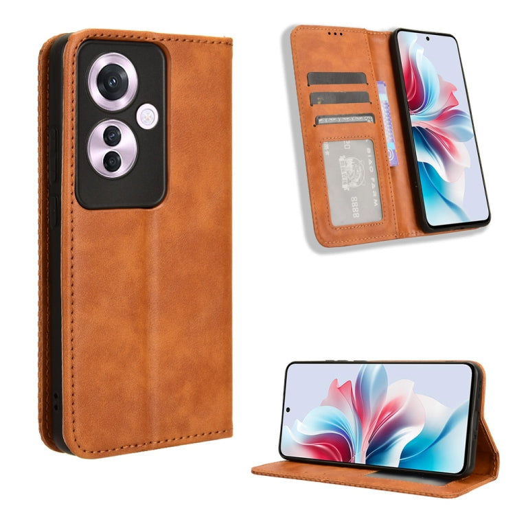 Magnetic Buckle Retro Texture Leather Phone Case, For OPPO Reno12 5G Global, For OPPO F27 Pro 5G / F27 Pro+ 5G, For OPPO A60 4G, For OPPO A3 Pro 5G, For OPPO A3 Pro 5G Global, For OPPO Reno11 F 5G / F25 Pro 5G