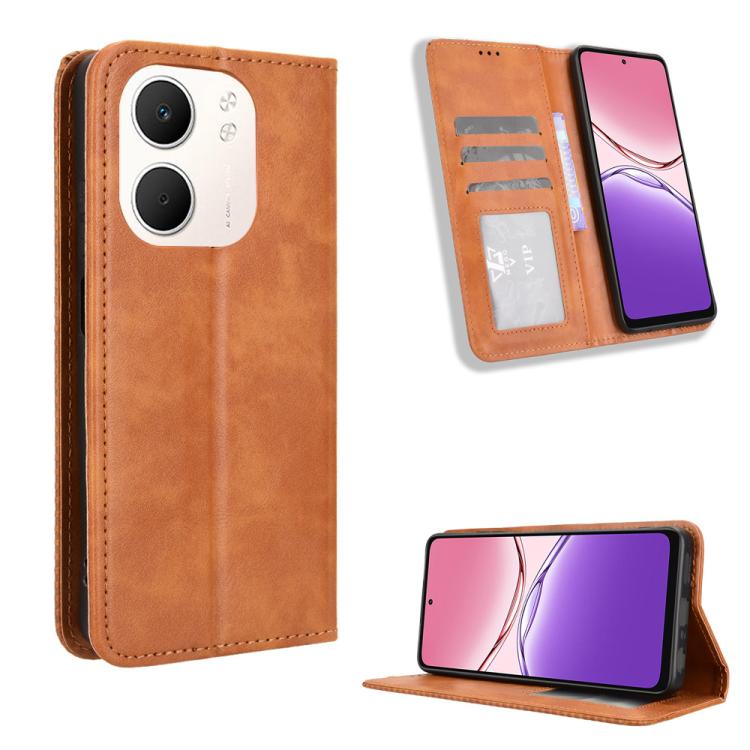 Magnetic Buckle Retro Texture Leather Phone Case, For OPPO A6 Pro 4G / 5G Global / F31 5G, For OPPO A6 Max 5G / F31 Pro+ 5G, For OPPO F31 Pro 5G, For OPPO Find X9 Pro, For OPPO Reno14 F 5G, For OPPO A5x 4G / 5G Global