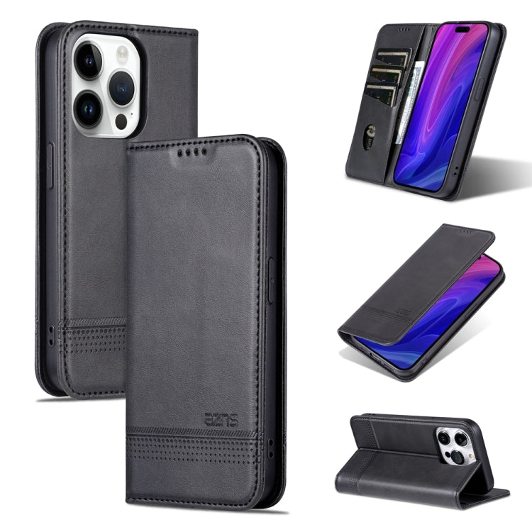 AZNS Magnetic Calf Texture Flip Leather Phone Case, For iPhone 16 Pro, For iPhone 16 Plus, For iPhone 16, For iPhone 15 Pro Max