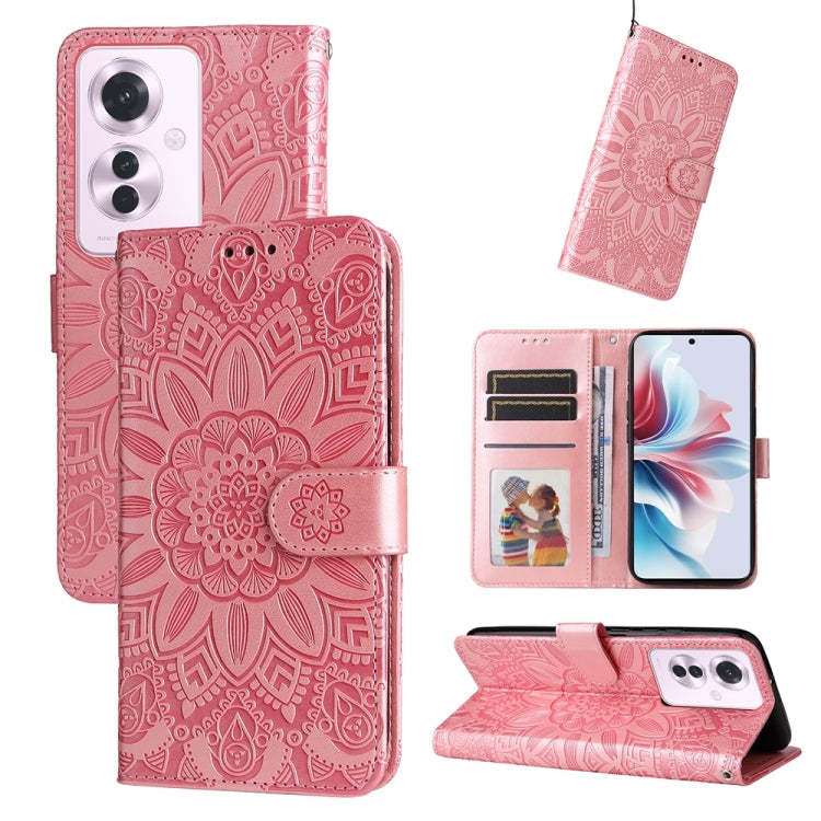 Embossed Sunflower Leather Phone Case, For OPPO A60 4G Global, For OPPO K12, For OPPO A3 Pro 5G, For OPPO Reno11 F Global / F25 Pro Global
