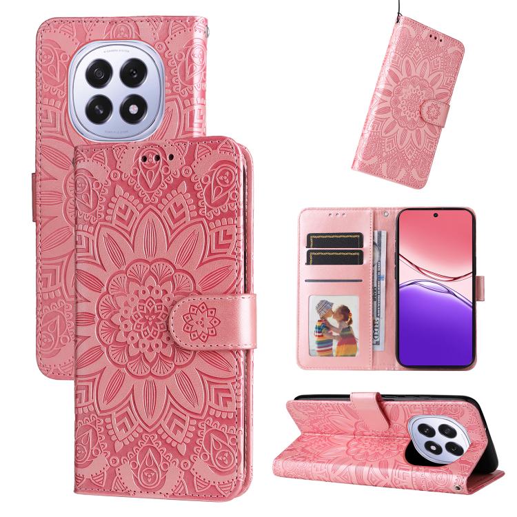 Embossed Sunflower Leather Phone Case, For OPPO Reno13 / Reno14 / Reno14 F 5G Global, For OPPO A5x 4G / 5G / A3x 4G / 5G India, For OPPO Reno13 Pro / Reno14 Pro Global, For OPPO F29 5G Global