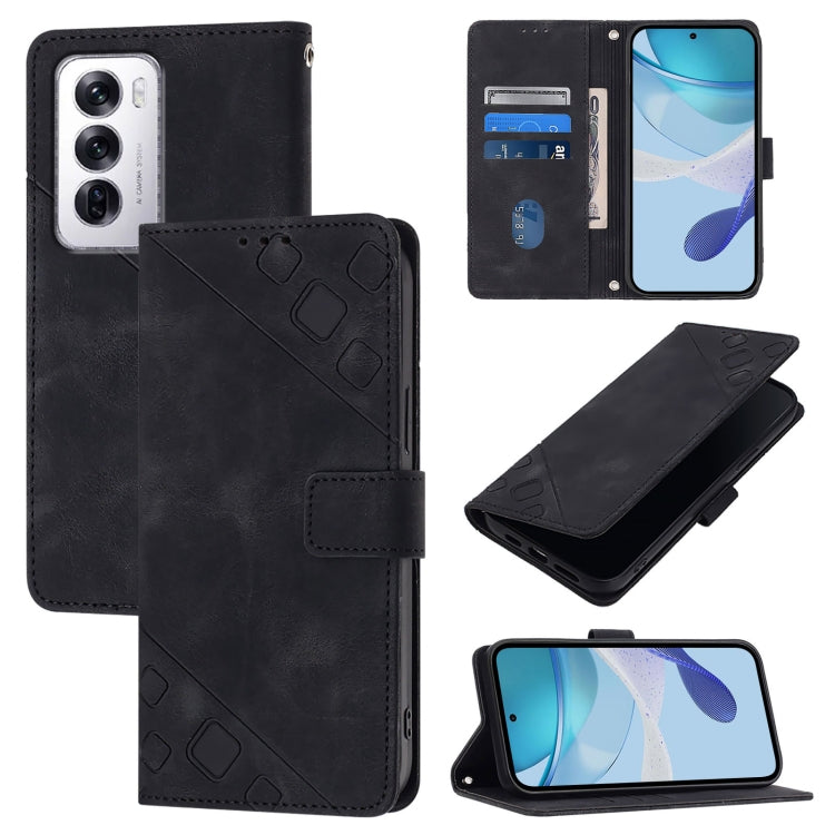 Skin-feel Embossed Leather Phone Case, For OPPO A3 Pro 5G India, For OPPO Reno12 F 5G Global, For OPPO Reno12 Pro Global, For OPPO Reno12 5G Global