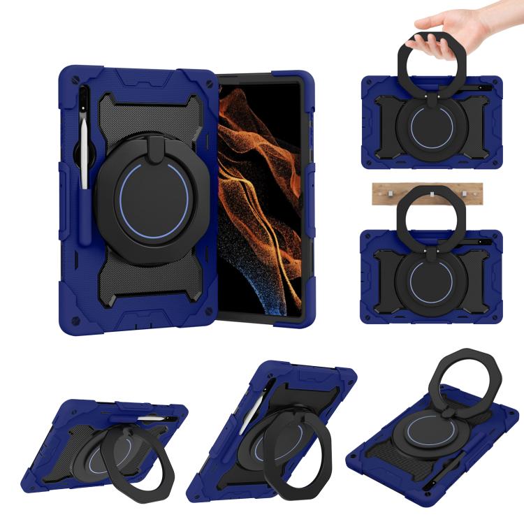 Armor Portable Rotating Ring Holder Silicone Tablet Case, For Samsung Galaxy Tab S10 FE+, For Samsung Galaxy Tab S10+ / S9+ / S9 FE+, For Samsung Galaxy Tab S9 Ultra, For Samsung Galaxy Tab S8 Ultra