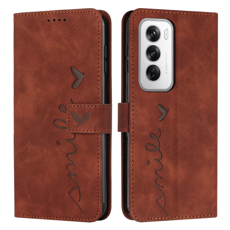 Skin Feel Heart Embossed Leather Phone Case with Long Lanyard, For OPPO Reno13 5G Global, For OPPO Reno13 F 5G / 4G, For OPPO Reno12 Pro Global, For OPPO Reno12 5G Global