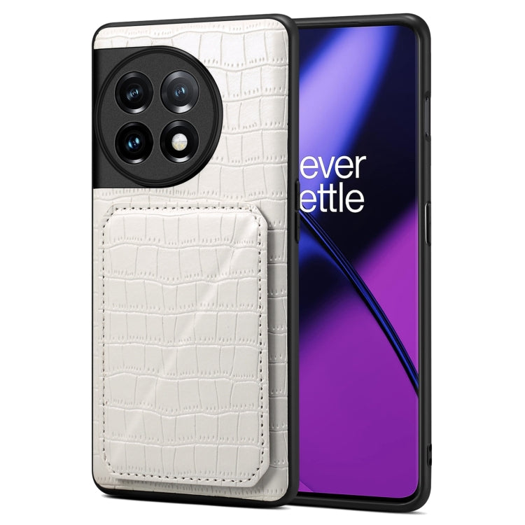 Denior Imitation Crocodile Leather Back Phone Case with Holder, For OnePlus Ace 2 / 11R 5G, For OnePlus 11 5G