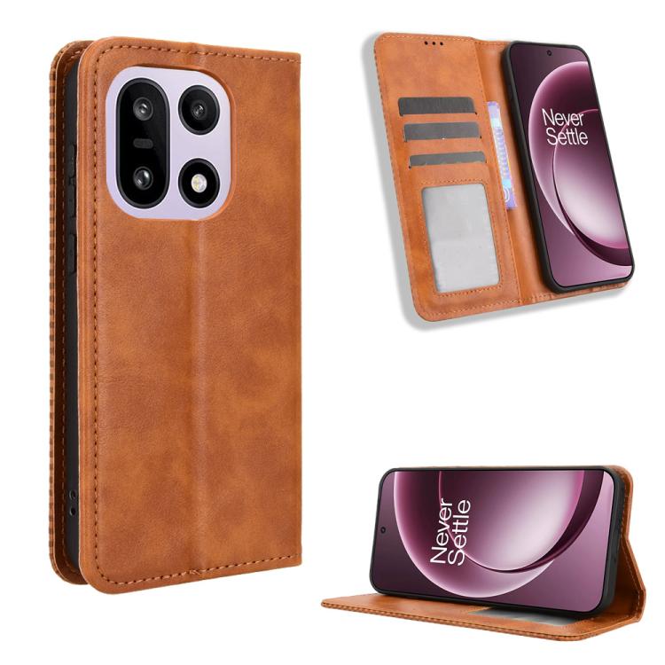 Magnetic Buckle Retro Texture Leather Phone Case, For OnePlus Ace 6 Ultra, For OnePlus Nord 6 5G / Turbo 6, For OnePlus 15T, For OnePlus Turbo 6V 5G, For OnePlus Ace 6 / Ace 6T / 15R, For OnePlus 15
