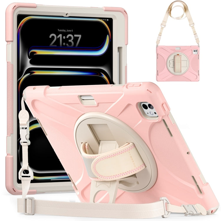 Rotatable Holder Silicone Hybrid PC Tablet Case with Shoulder Strap, For iPad Air 13 2026 / 2025 / 2024, For iPad Air 11 2026 / 2025 / 2024, For iPad Pro 13 2025 / 2024