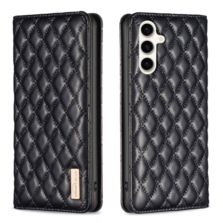 Diamond Lattice Magnetic Leather Flip Phone Case, For Samsung Galaxy S24 FE 5G