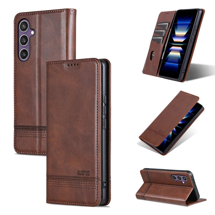 AZNS Magnetic Calf Texture Flip Leather Phone Case, For Samsung Galaxy S25 Ultra 5G, For Samsung Galaxy S24 FE 5G