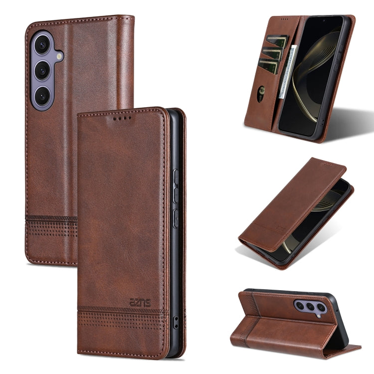 AZNS Magnetic Calf Texture Flip Leather Phone Case, For Samsung Galaxy S25 FE 5G, For Samsung Galaxy S25 Edge 5G, For Samsung Galaxy S25 5G, For Samsung Galaxy S25+ 5G