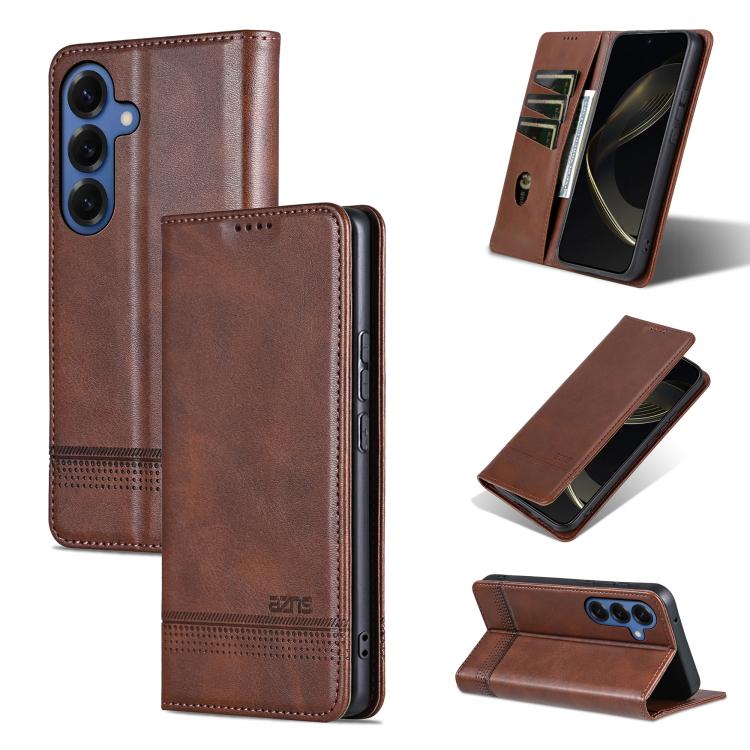 AZNS Magnetic Calf Texture Flip Leather Phone Case, For Galaxy S26 FE 5G, For Samsung Galaxy S26+ 5G, For Samsung Galaxy S26 Ultra 5G, For Samsung Galaxy S26 5G