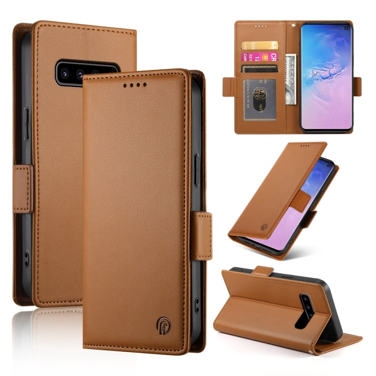 Side Buckle Magnetic Frosted Leather Phone Case, For Samsung Galaxy S10