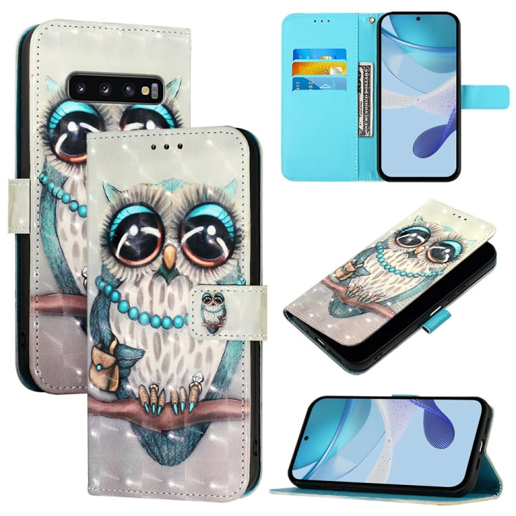 3D Painting Horizontal Flip Leather Phone Case, For Samsung Galaxy S10