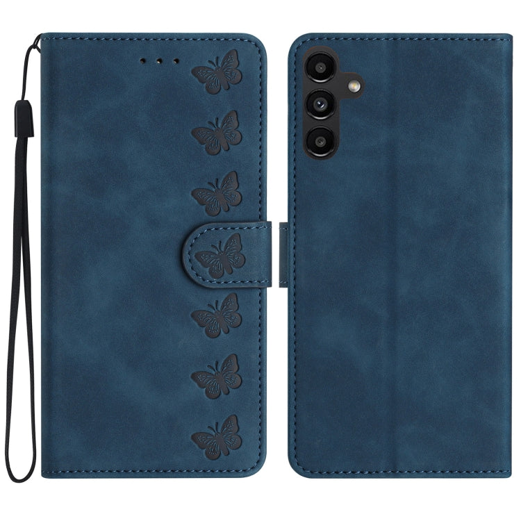 Seven Butterflies Embossed Leather Phone Case, For Samsung Galaxy S24 FE 5G