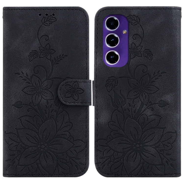 Lily Embossed Leather Phone Case, For Samsung Galaxy S25+ 5G, For Samsung Galaxy S25 Ultra 5G, For Samsung Galaxy S24 FE 5G