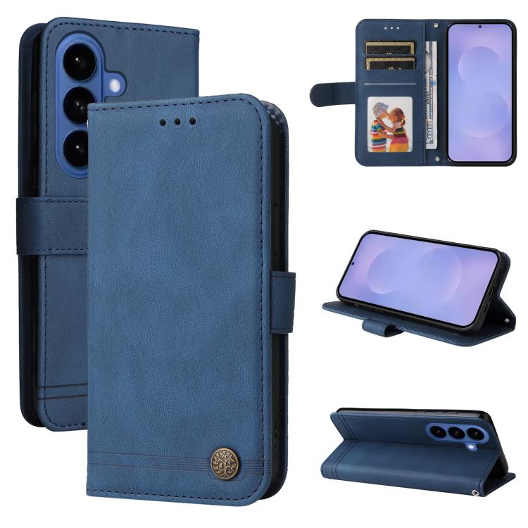 Skin Feel Life Tree Metal Button Leather Phone Case, For Samsung Galaxy S26+ 5G, For Samsung Galaxy S26 Edge 5G, For Samsung Galaxy S26 Ultra 5G, For Samsung Galaxy S26 5G