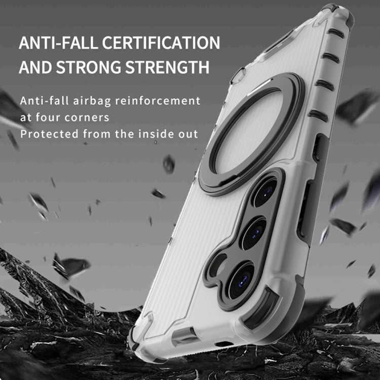 Grating 360 Degree Rotating Holder Shockproof Phone Case, For Samsung Galaxy S25 5G, For Samsung Galaxy S25+ 5G, For Samsung Galaxy S25 Ultra 5G