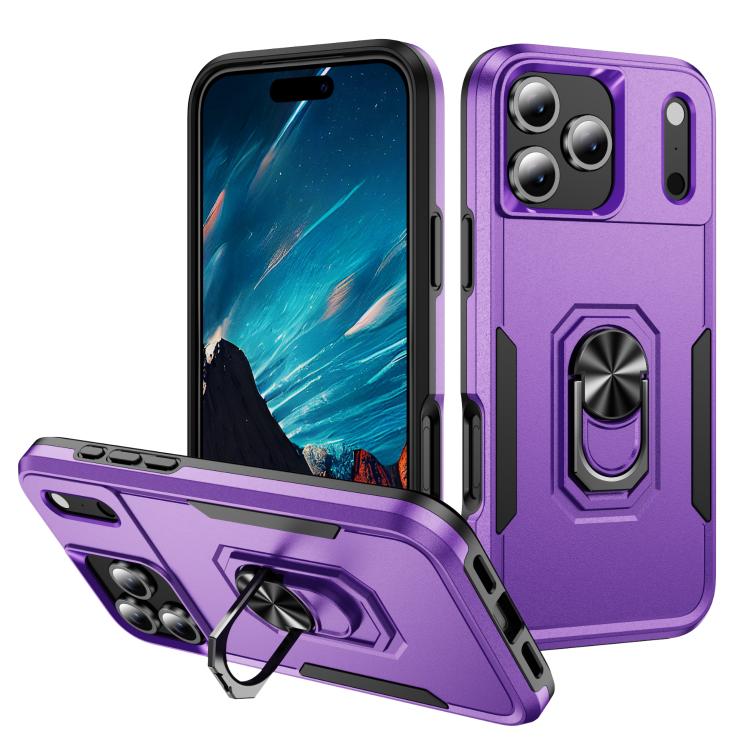 Pioneer Armor Heavy Duty PC + TPU Phone Case with Holder, For iPhone 17e / 16e, For iPhone 17 Pro Max