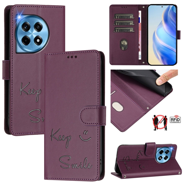 Smile Embossing RFID Leather Phone Case, For OnePlus Nord CE 2 Lite 5G, For OnePlus Nord CE4, For OnePlus Nord N30 SE, For OnePlus 12R 5G Global