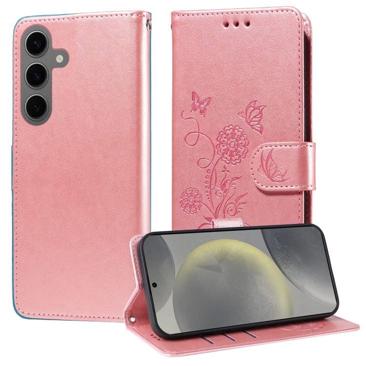 Embossed Butterfly Flowers Leather Phone Case, For Samsung Galaxy S24 FE 5G, For Samsung Galaxy S24 Ultra 5G, For Samsung Galaxy S24+ 5G, For Samsung Galaxy S24 5G